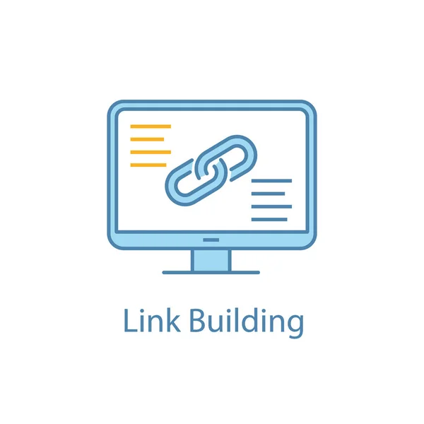 Ícone Cor Edifício Ligação Seo Compartilhamento Links Usando Hiperlink Exibição — Vetor de Stock