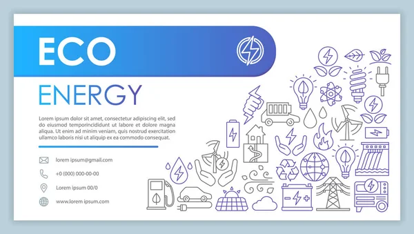 Zelená Energie Reklamní Banner Vektorové Šablony Alternativní Zdroje Energie Bio — Stockový vektor