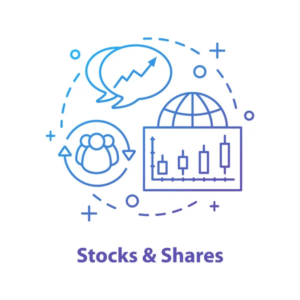 Aktier Och Andelar Konceptet Ikonen Marknaden Analysera Idén Tunn Linje — Stock vektor