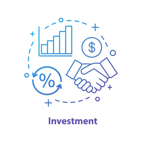 Investitionskonzept Vereinbarungsidee Dünne Linie Illustration Partnerschaft Gewinnwachstum Händedruck Börsenanalysen Vektor — Stockvektor