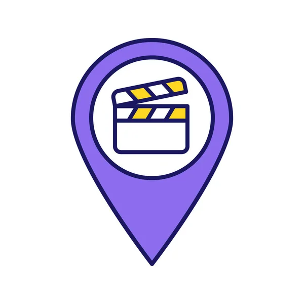 Plenery Filmowe Kolor Ikony Film Mapa Film Teatr Lokalizacji Miejsca — Wektor stockowy