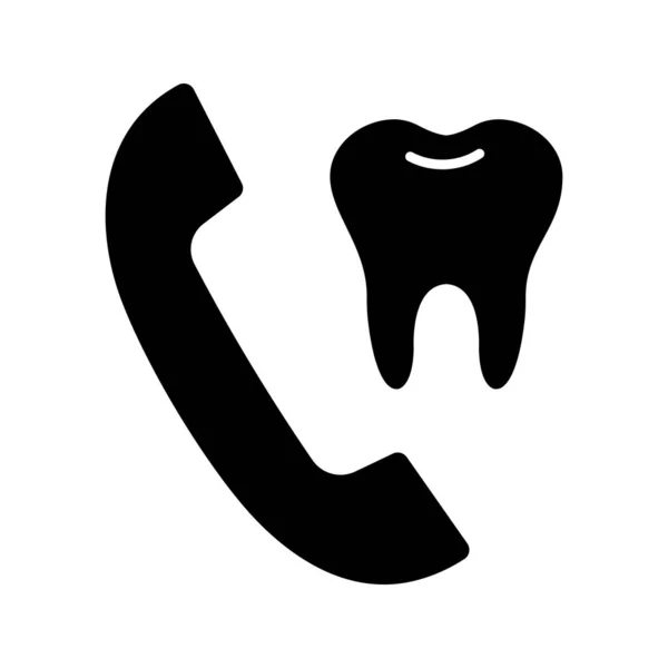 Dentysta Mianowania Glifów Ikona Wywołanie Kliniki Dentystycznej Słuchawki Zębów Usługi — Wektor stockowy