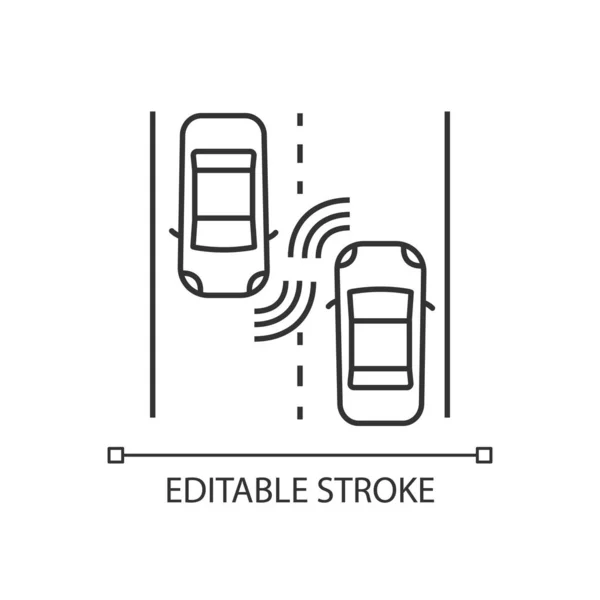 Carros Autônomos Estrada Ícone Linear Sensor Radar Automático Sem Condutor —  Vetores de Stock