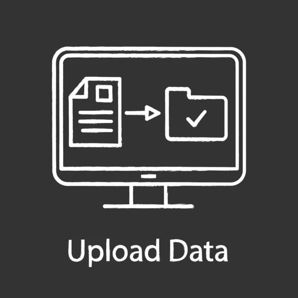 Daten Hochladen Kreide Symbol Dateiübertragung Webspeicher Digitale Datenspeicherung Isolierte Vektor — Stockvektor