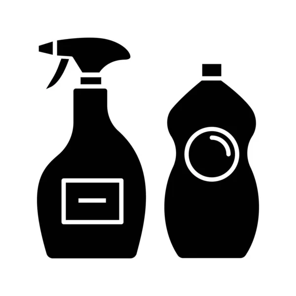 Temizlik Kimyasalları Glif Simgesi Pencere Temizleyici Dishwash Temizleme Ürünleri Banyo — Stok Vektör