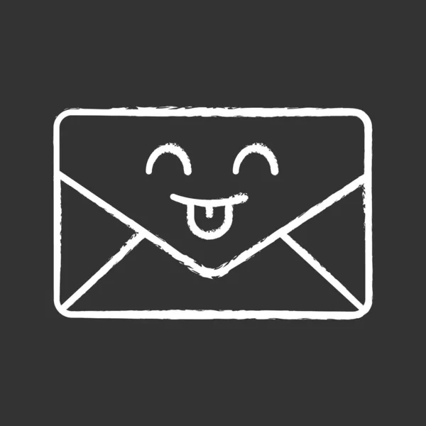 微笑的电子邮件字符粉笔图标 快速和容易的信使 表情符号 表情符号 被隔绝的向量黑板例证 — 图库矢量图片