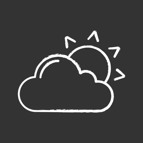 Icona Gesso Parzialmente Nuvoloso Tempo Nuvoloso Sole Con Nuvole Previsioni — Vettoriale Stock