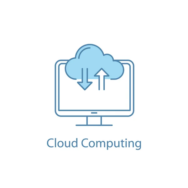 Icône Couleur Cloud Computing Stockage Données Internet Service Partage Fichiers — Image vectorielle