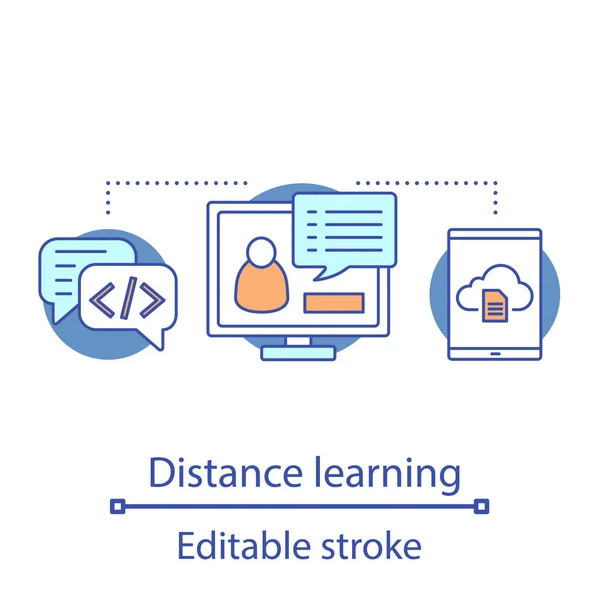 Icono Del Concepto Aprendizaje Distancia Idea Aprendizaje Electrónico Ilustración Línea — Vector de stock