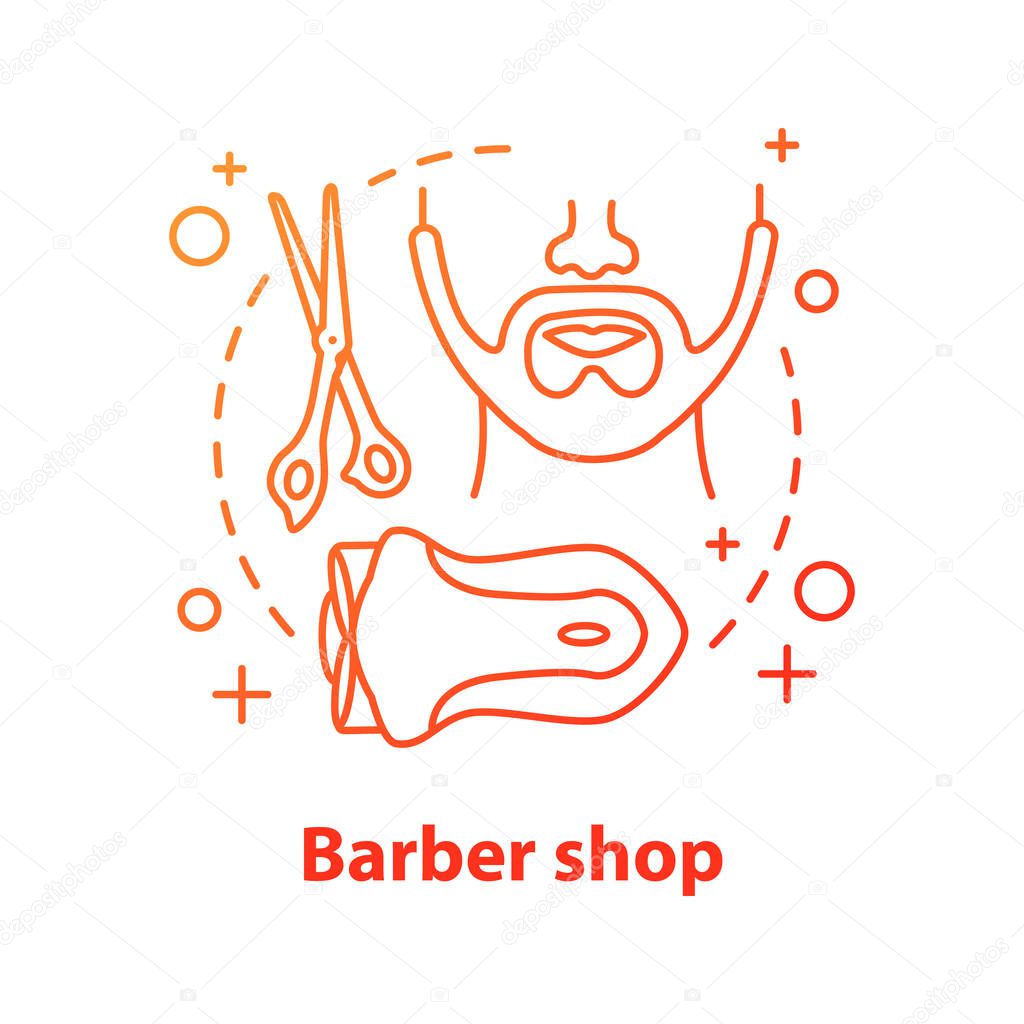 Barbershop concept icon. Men grooming idea thin line illustration. Barbershop. Men beard style. Vector isolated outline drawing