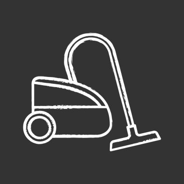 Elektrikli süpürge tebeşir simgesi. Islak ve kuru vakum. Zemin Temizleme. Ev aleti. İzole vektör kara tahta çizim