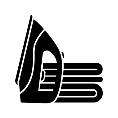 Ütü glif simgesi. Siluet simge. Buharlı ütü. Negatif alan. İzole vektör çizim