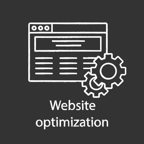 Website Optimierung Kreide Symbol Seo Website Entwicklung Webseite Und Zahnräder — Stockvektor