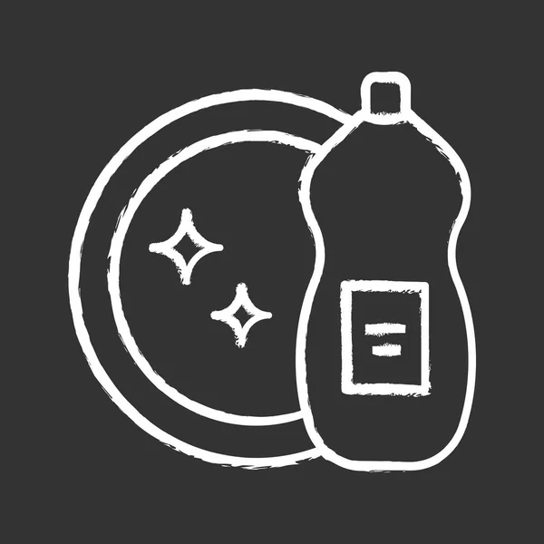 Bulaşık Yıkama Sıvı Tebeşir Simgesi Dishwash Deterjan Temizlik Kimyasalları Zole — Stok Vektör