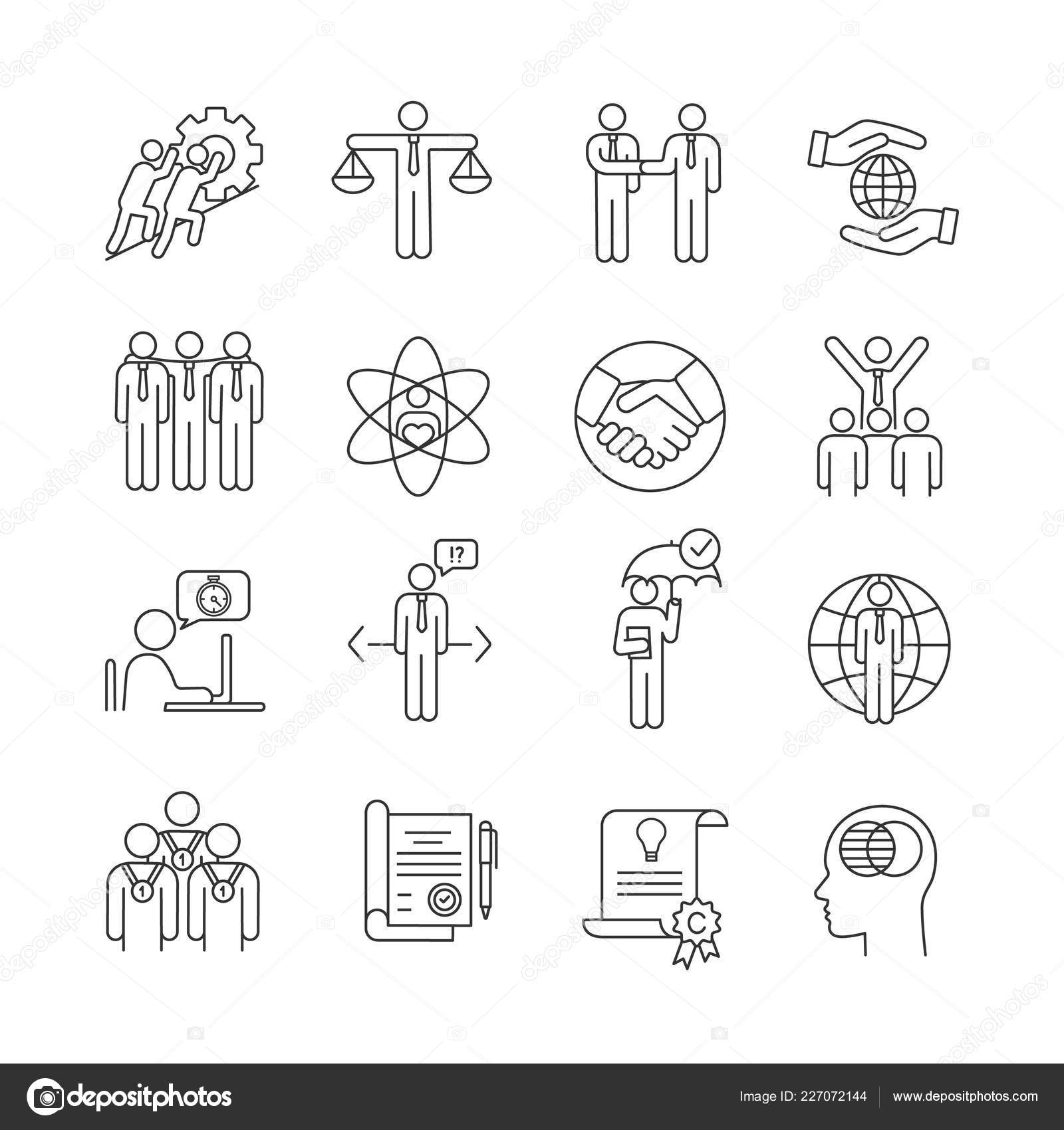 Business Ethics Linear Icons Set Business Deal Agreement Core Values Stock  Vector Image by ©bsd #227072144