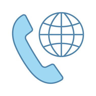 Yurtdışında telefon simgesi renk. Uluslararası dolaşım. Yakışıklı dünya ile. İzole vektör çizim