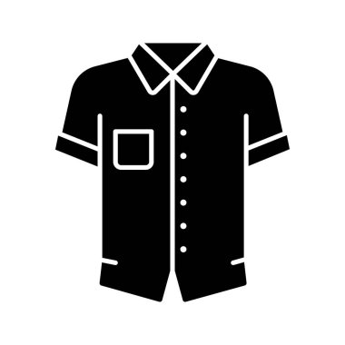 Kısa kollu glif simgesi ile gömlek. Rahat tarzı. Erkek giyim. Erkek giysileri. Siluet simge. Negatif boşluk