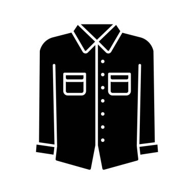 Resmi gömlek glif simgesi. Giysi. Erkek giyim. Erkek giysileri. Siluet simge. Negatif boşluk