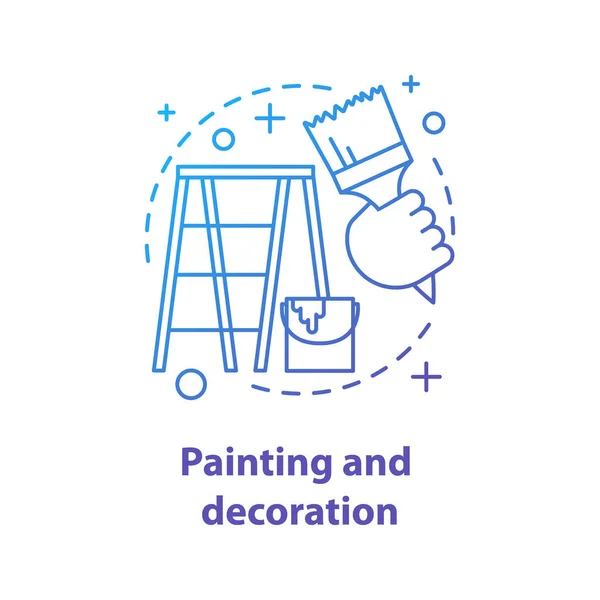 Pintura Decoração Ícone Conceito Idéia Design Interiores Ilustração Linha Fina — Vetor de Stock