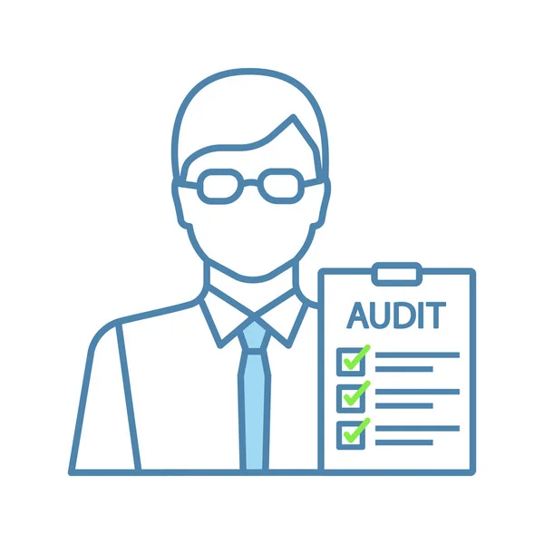 Pictogram Van Kleur Van Accountant Financiële Inspectie Garantie Service Controle — Stockvector