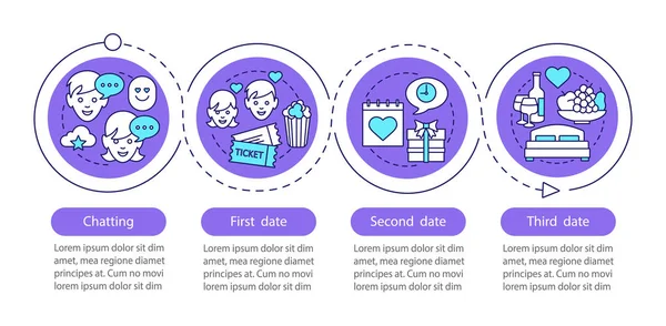 Online Dating Vector Infographic Sjabloon Bedrijfspresentatie Ontwikkeling Van Romantische Relaties — Stockvector