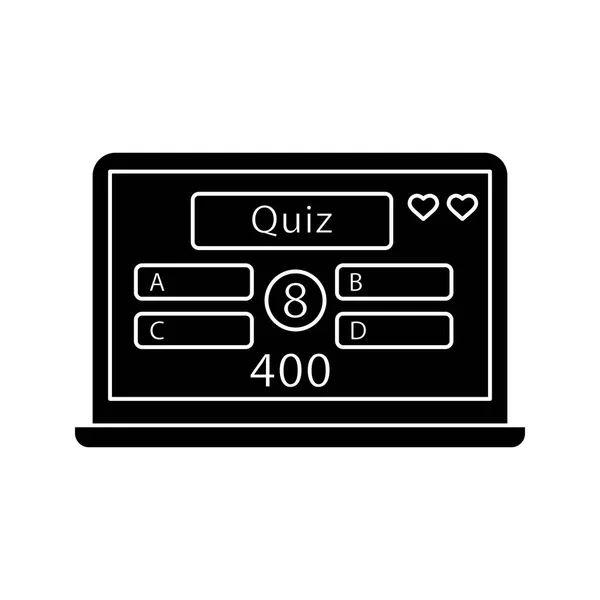 Online Quiz Glyphen Symbol Gedankenspiel Lotterie Online Test Computerspiele Silhouette — Stockvektor