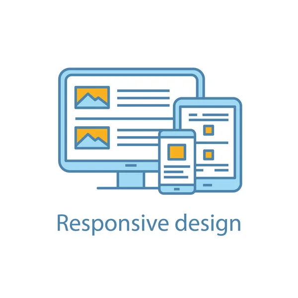 Sitio Web Sensible Diseño Icono Color Diseño Web Construcción Del — Vector de stock