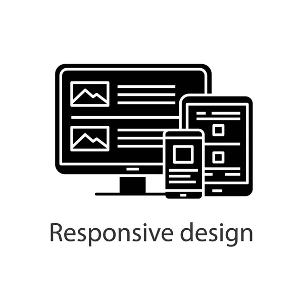 Responsive Website Design Glyph Symbol Webdesign Baustelle Für Handy Tablet — Stockvektor