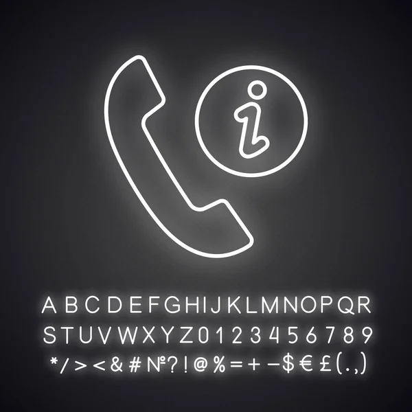 Infocenter Unterstützt Neon Light Icon Informationszentrum Hotline Unterstützung Helpdesk Callcenter — Stockvektor