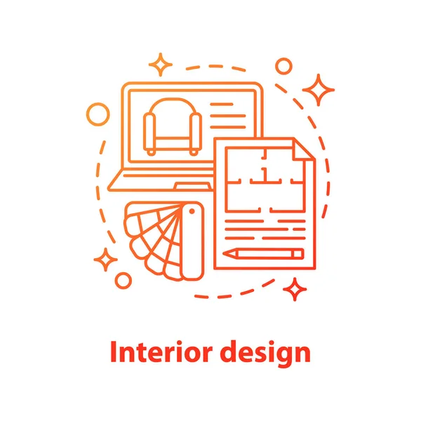 Icono Concepto Diseño Interiores Vector Ilustración — Archivo Imágenes Vectoriales