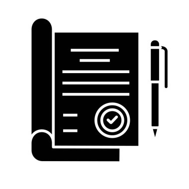 İmzalanan sözleşme glif simge vektör çizim