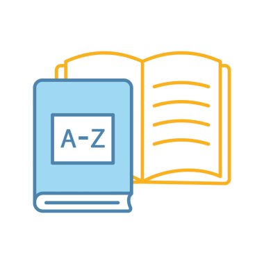 Yabancı dil kitap renk simgesi beyaz arka plan üzerinde öğrenme