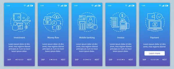 Mobile Banking Onboarding Mobile Webseiten Vektorvorlage — Stockvektor