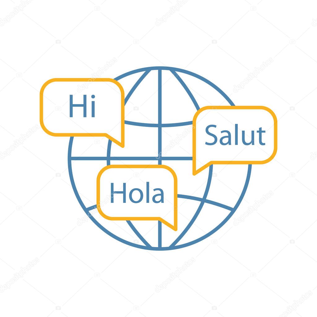 Creative foreign language icon in white background