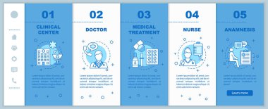 Tıp ve sağlık onboarding mobil web sayfaları şablon vektör