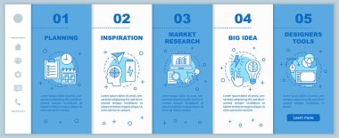 Grafik tasarım geliştirme onboarding mobil web sayfaları vektör şablonu