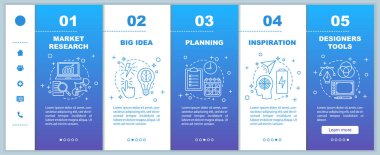 Grafik tasarım geliştirme onboarding mobil web sayfaları vektör şablonu