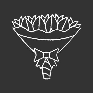 Buket tebeşir simge siyah arka plan üzerine düğün