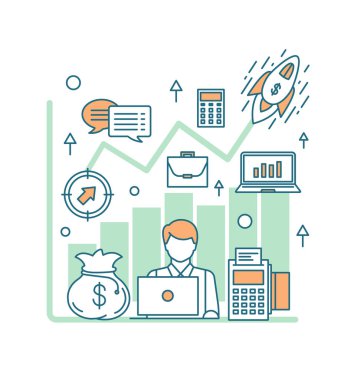 İllüstrasyon kavramsal iş geliştirme simgeler vektör 