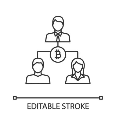 Bitcoin hareketleri doğrusal simgesi beyaz arka plan üzerinde