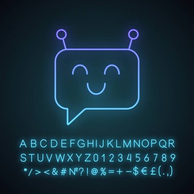 Chatbot message neon light icon clipart