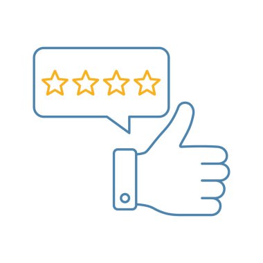 Beş yıldızlı rating renk simgesi beyaz arka plan üzerinde