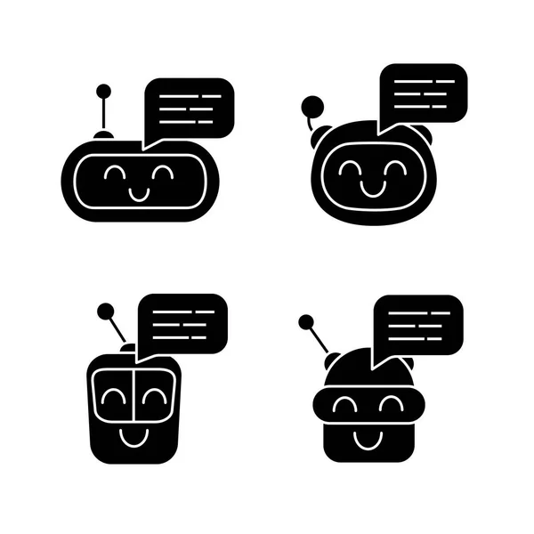 Chatbots Nachrichten Symbole Vektor Illustration — Stockvektor