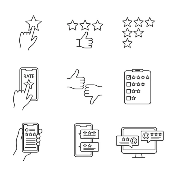 Rating Linear Icons Set White Background — Stock Vector