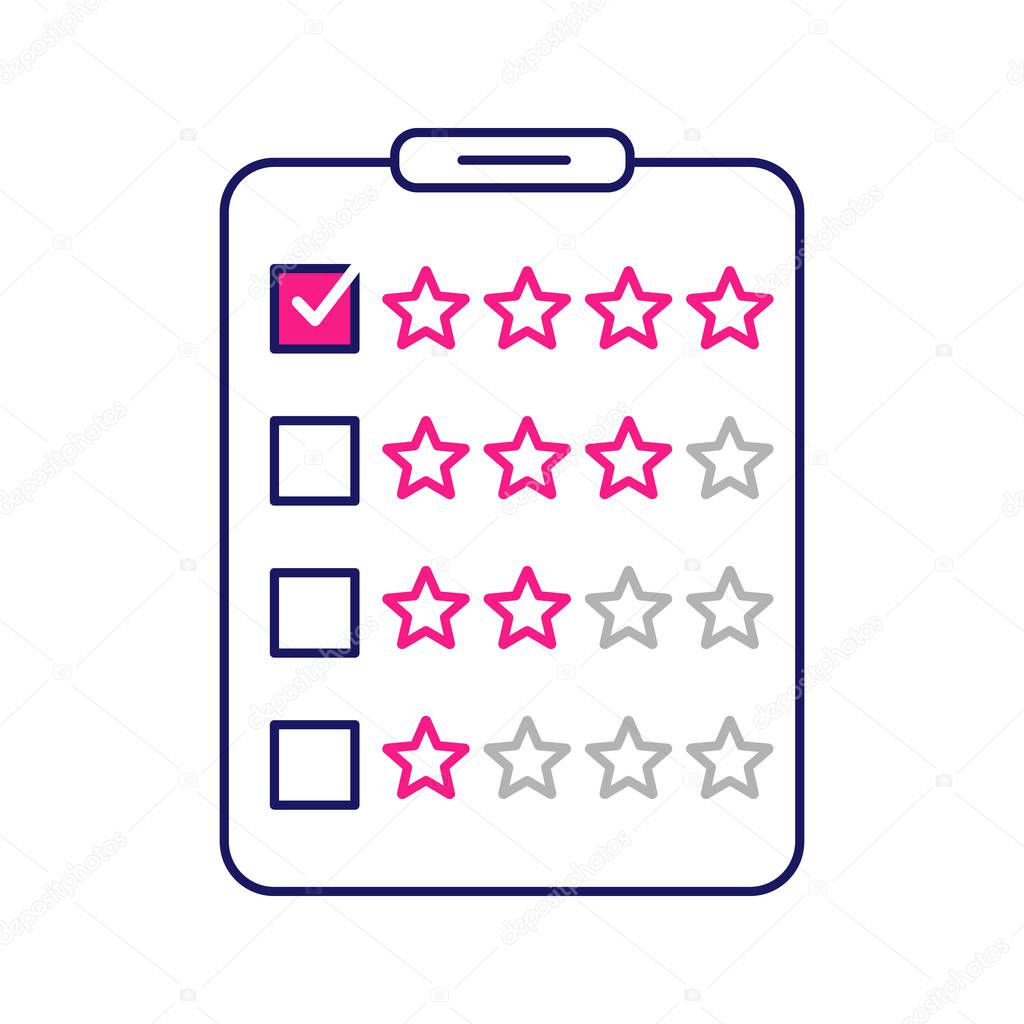 Rating survey icon on white background