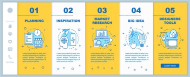 Grafik tasarım geliştirme onboarding mobil web sayfaları vektör şablonu