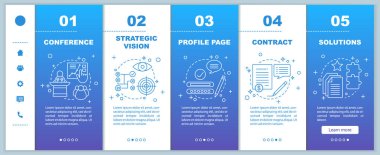 Onboarding mobil web sayfaları arama çözümleri şablon vektör