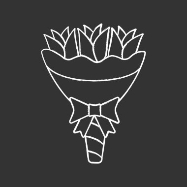 Buket tebeşir simge siyah arka plan üzerine düğün