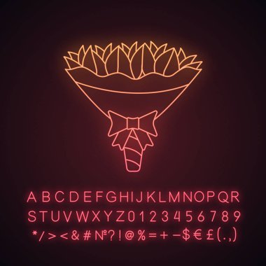 Düğün buketi neon ışığı simgesi