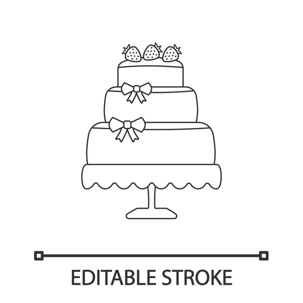Hochzeitstorte Lineares Symbol Auf Weißem Hintergrund — Stockvektor